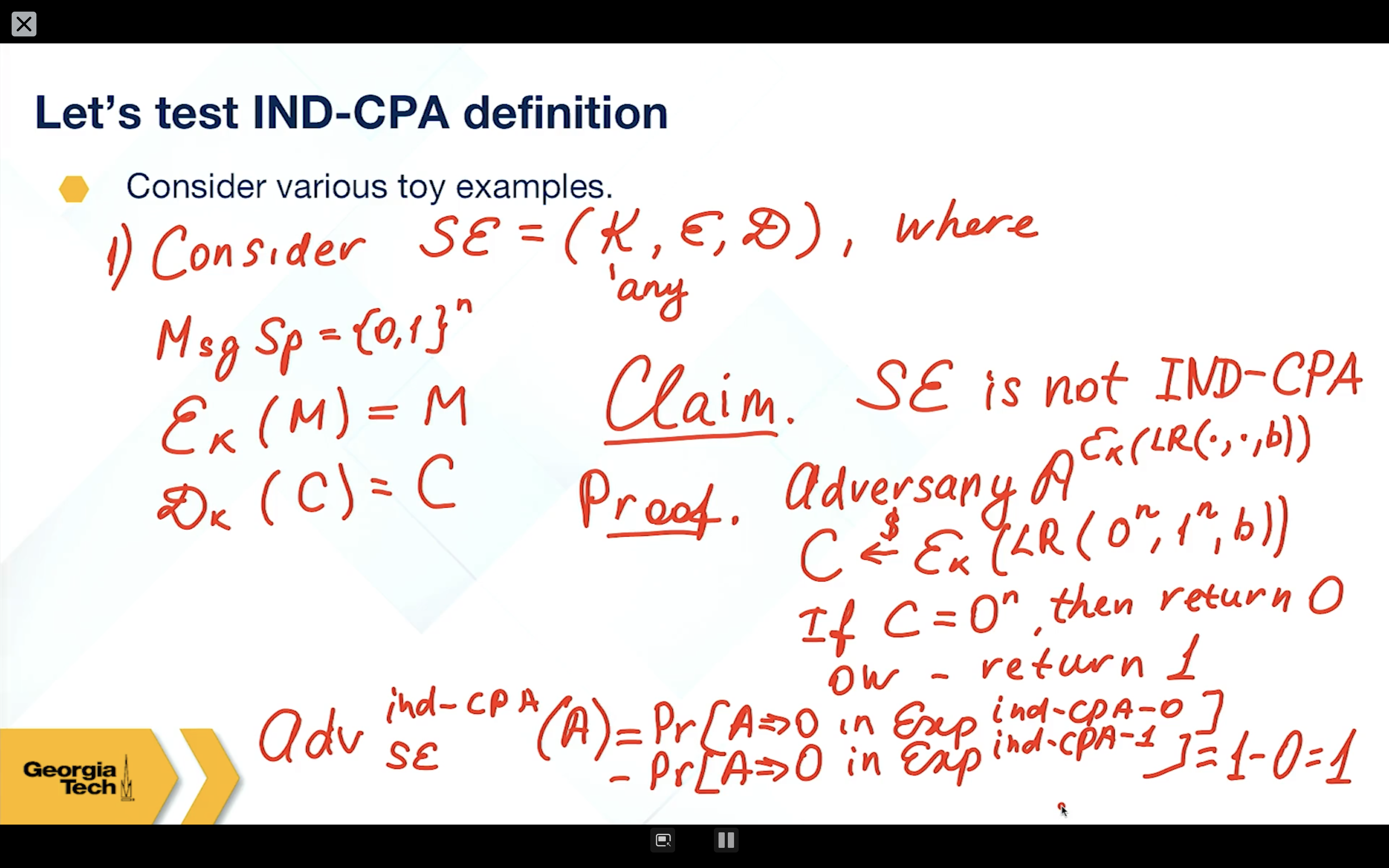 How to prove a scheme is not secure